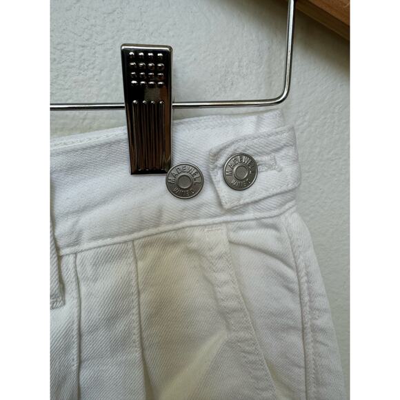 Madewell Harlow White Denim Mom High Rise Pleated Shorts Cotton Women Sz 23 NWT - Picture 4 of 10